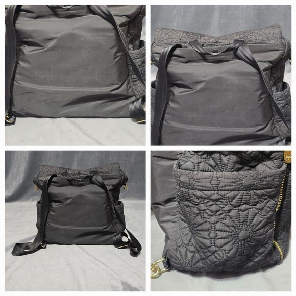 Petunia Pickle Bottom Convertible Backpack Tote Diaper Bag Black Floral Quilted - Picture 4 of 16